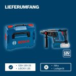 Bosch Professional 18V Akku-Bohrhammer GBH 18V-26 (SDS plus, Bohr-Ø Beton 26 mm, inkl. Zusatzhandgriff, Tiefenanschlag, L-BOXX, ohne Akku/Ladegerät)