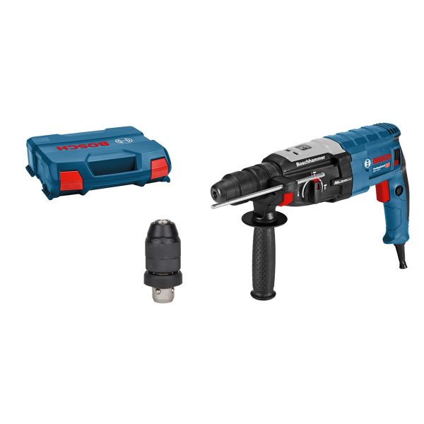 Bosch Professional Bohrhammer GBH 2-28 F (SDS plus, inkl. Wechselfutter, Schnellwechselbohrfutter, Zusatzhandgriff, Tiefenanschlag, Koffer)