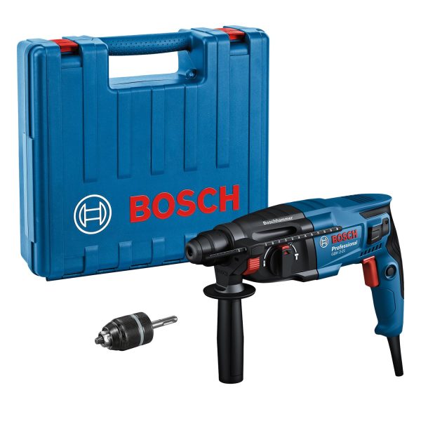 Bosch Professional Bohrhammer GBH 2-21 (SDS plus, inkl. Schnellspannbohrfutter mit Adapter, Zusatzhandgriff, Tiefenanschlag, Handwerkerkoffer)