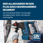 Bosch Professional 18V Akku-Bohrhammer GBH 18V-26 (SDS plus, Bohr-Ø Beton 26 mm, inkl. Zusatzhandgriff, Tiefenanschlag, L-BOXX, ohne Akku/Ladegerät)