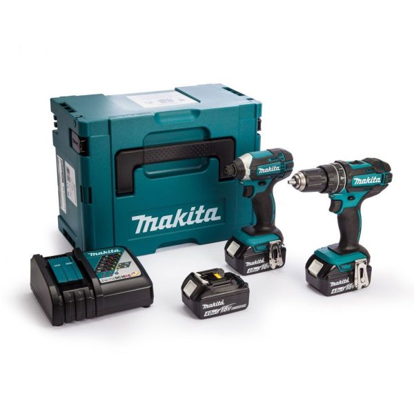 Makita DLX2131MJ1 18v Akku 2 teilig Kit DHP482 Combi + DTD152 Schlagschrauber inkl. 3x 4Ah Akkus
